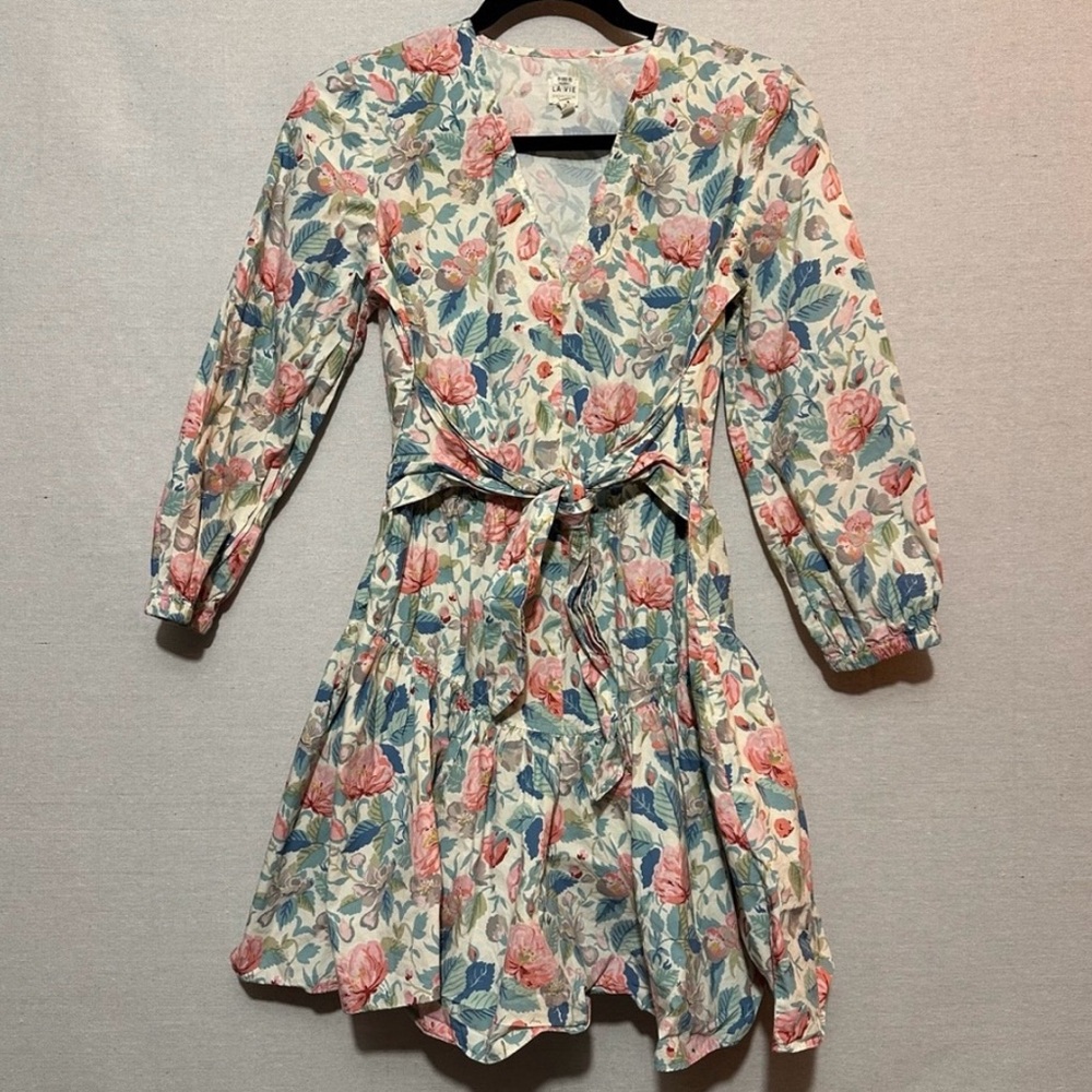 RTR Rebecca Taylor La Vie Floral Long Sleeve paint garden dress XS